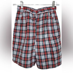 1950s Illegible label‎ Plaid, Cotton Blend Shorts
